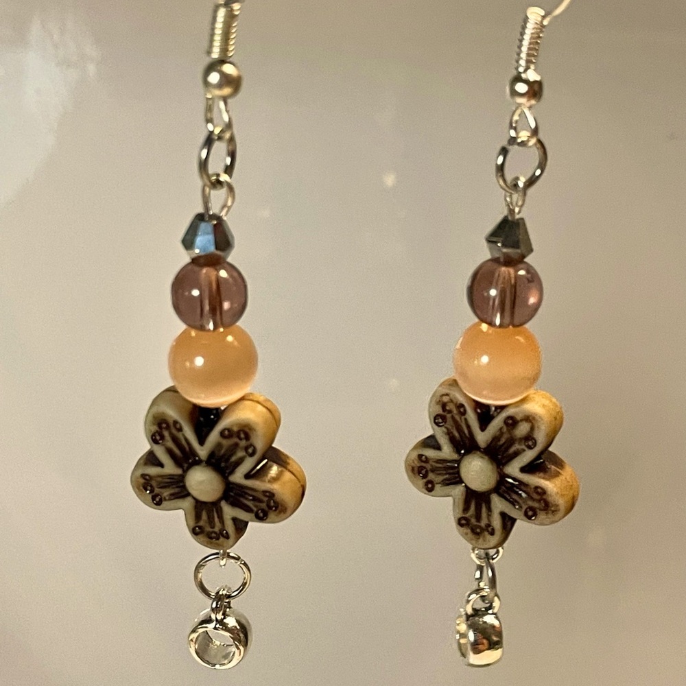 Pink cat’s eye, Flower Earring’s